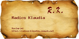 Radics Klaudia névjegykártya